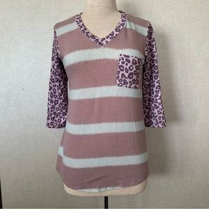 Now n Forever Striped Animal Print Top